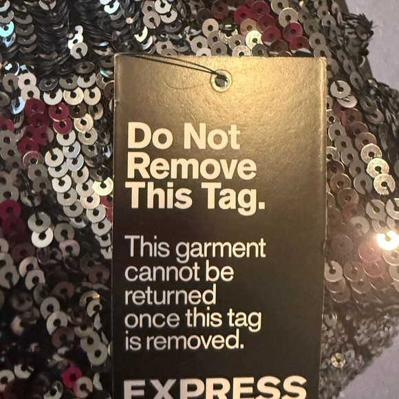 NWT Express Black and Silver Sequin Sheath Mini Dress - Picture 7 of 9